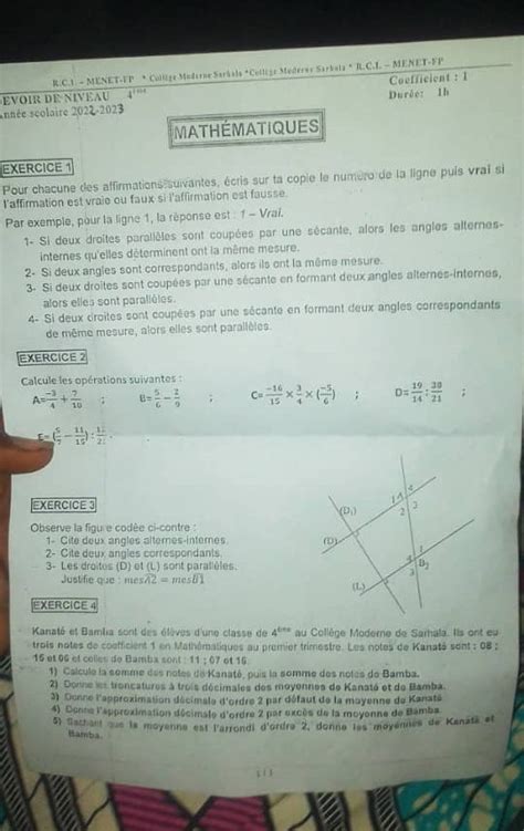 SOLVED EXERCICE 1 Pour Chacune Cles Alfirmationsisuivantes Ectis Sur