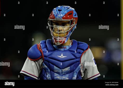 Texas Rangers Catcher Robinson Chirinos Is Seen During The Second