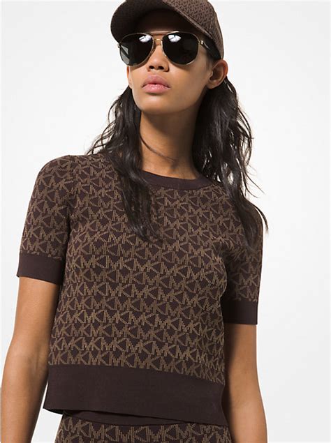 Logo Jacquard Short Sleeve Sweater Michael Kors Canada