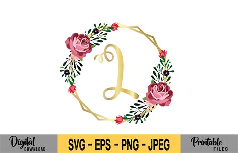 Floral Watercolor Monogram L Letter Graphic by creative_design ...