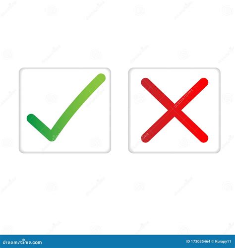 Check Marks Tick And Cross Icons In Box Yes And No Symbols Stock