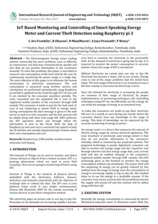 Irjet Iot Based Monitoring And Controlling Of Smart Speaking Energy