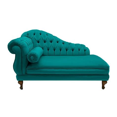 Recamier Divã Namoradeira Larissa 150cm Suede Azul Turquesa DL DECOR