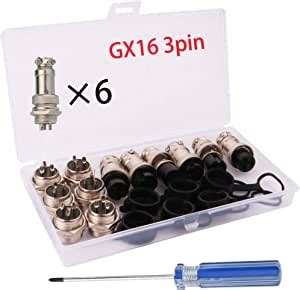 6PCS GX16 Thread 3 Pin Female Panel Metal Aviation Wire Connector 5A