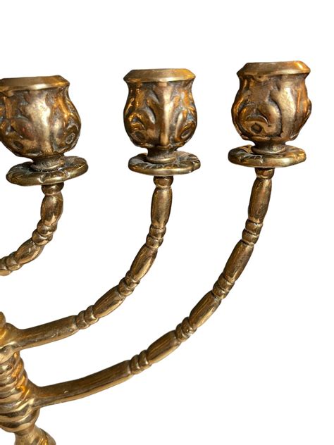 Brass Menorah Jewish Candlestick Seven Branched Candlestick Etsy