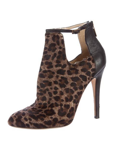 Jimmy Choo Leopard Print Booties Boots Shoes Jim66090 The Realreal