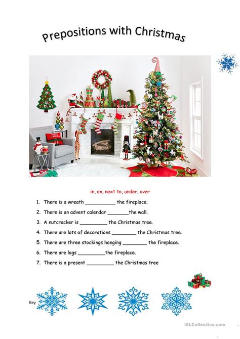 Christmas Prepositions Worksheet