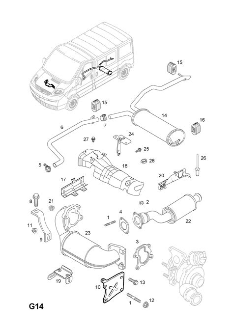 Opel Vivaro A Exhaust Pipe Silencer And Catalytic Converter Contd