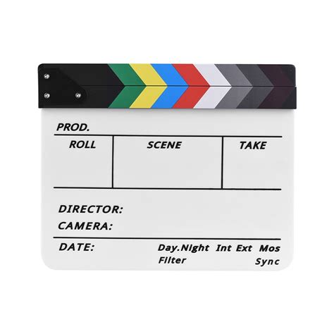 Professional Acrylic Clapboard Dry Erase Tv Film Movie Director Cut