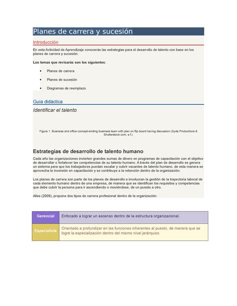 Planes De Carrera Y Sucesión Los Temas Que Revisarás Son Los