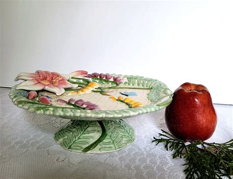 Vtg Fitz Floyd Classics Floral Pedestal Plate Dish Etsy