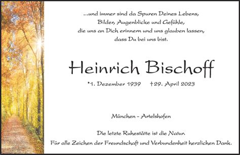 Traueranzeigen Von Heinrich Bischoff Augsburger Allgemeine Zeitung