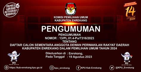 Pengumuman KPU Enrekang Tentang Daftar Calon Sementara Anggota DPRD