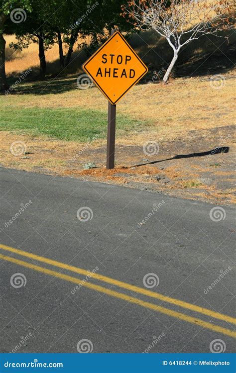 Stop Ahead Road Sign stock photo. Image of lane, nature - 6418244