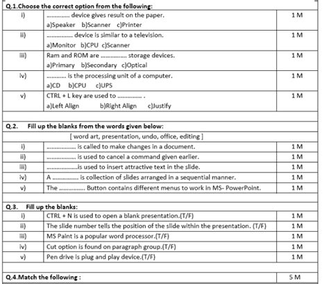 Cbse Class 4 Computer Science Sample Paper Set E