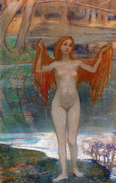 Nude Girl On The Shore Of The Lake LUDWIG VON HOFMANN Ca 1890 Painting By Ludwig Von Hofmann