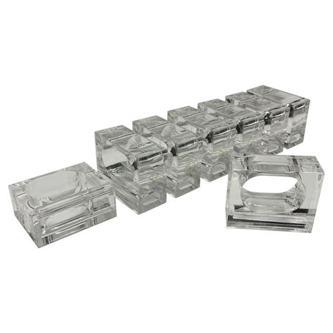 Set Of Eight Midcentury Polished Lucite Napkin Rings Holders Usa