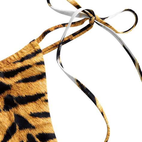 Zaful Padded Tiger Print String Bikini Swimwear Ca Vicedeal