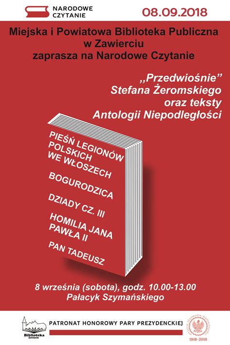 Zapraszamy Na Narodowe Czytanie 2018 Miejska Biblioteka