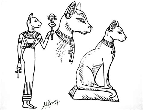 Dibujos Egipcios Para Colorear La Diosa Bastet Peque Osaes