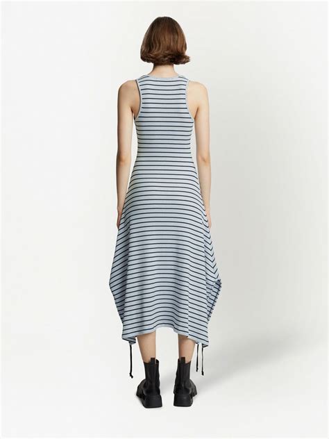 Proenza Schouler White Label Striped Ribbed Knit Sleeveless Dress