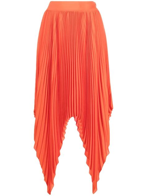 Styland Asymmetric Pleated Skirt Orange Farfetch