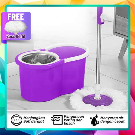 Jual Alat Pel Lantai Ember 2 In 1 Kain Fiber Dengan Ember Spin Mop