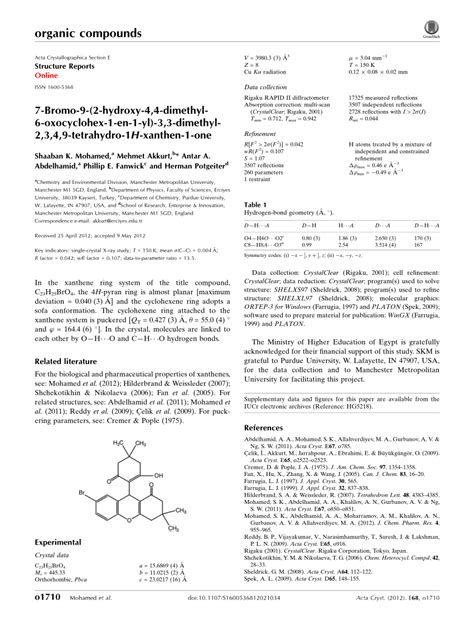 PDF 7 Bromo 9 2 Hydroxy 4 4 Dimethyl 6 Oxocyclohex 1 En 1 Yl 3 3