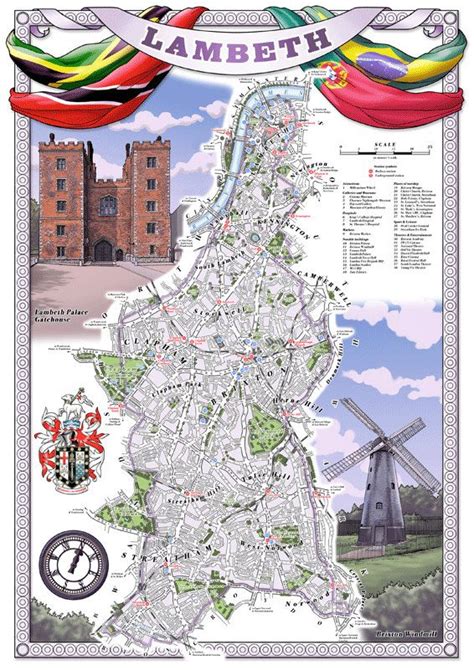 Lambeth London Borough Illustrated Map Giclee Print Etsy