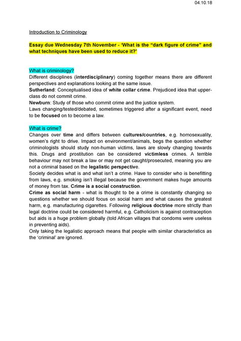 Introduction To Criminology Introduction To Criminology Essay Due