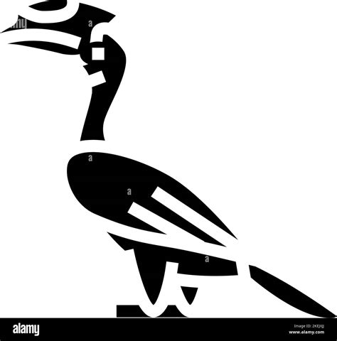 Malabar Hornschnabel Vogel Exotische Glyphen Symbol Vektor Illustration