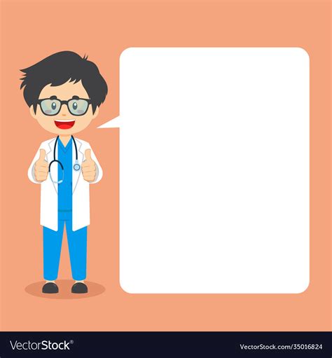 Doctor Making Thumb Up With Speech Bubbles Vector Image