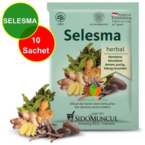 Jual JAMU SELESMA SIDOMUNCUL 10 SACHET OBAT HERBAL DEMAM PUSING FLU