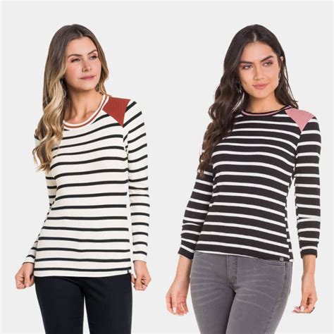 Blusa Malha Wave Stripe Long Pe A Que Une O Ar Cl Ssico Das Listras