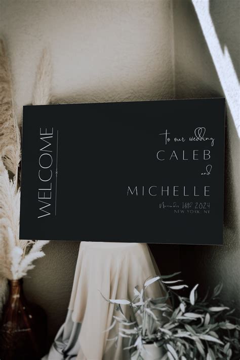 Black Wedding Welcome Sign Minimalist Welcome Wedding Sign Etsy