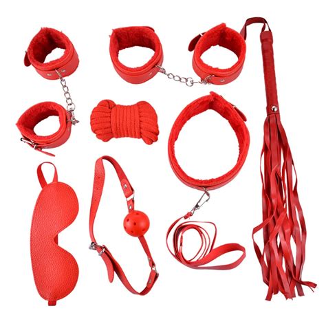 7pcs Set Sex Bondage Restraint Sm Kit Handcuffs Collar Gag Mask Paddle