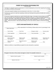 Michigan Parent Or Legal Guardian And Teen Safe Driving Contract