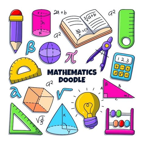 Premium Vector Mathematics Doodle Illustration With Colored Hand