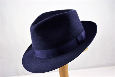 Fedora the DIPLOMAT Navy Blue Fedora Hat for Men Mens - Etsy