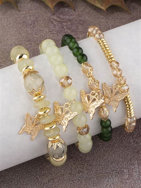 Pcs Set Butterfly Charm Beaded Bracelet Shein Usa