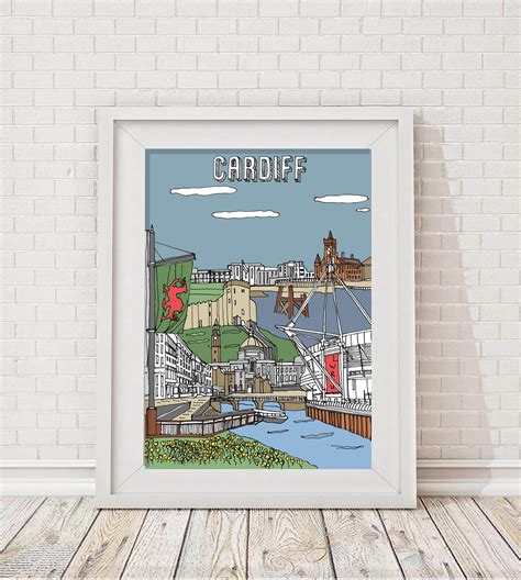 Cardiff Colour Illustration Etsy Uk