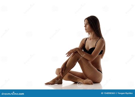 Perfect Brunette Woman With Long Naked Legs Stock Image Image Of Lingerie Epilation 154898365