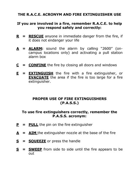 Fire RACE PASS Fire And Safety RACE PASS THE R A C ACRONYM AND