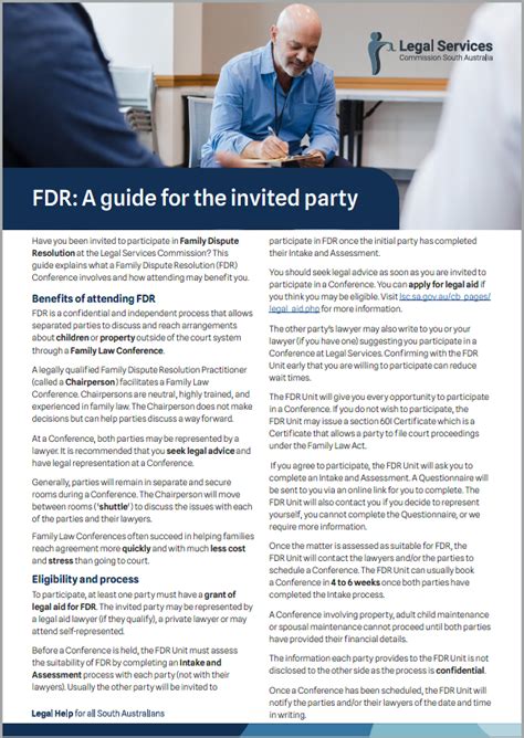 FDR: A guide for the invited party - Legal Services Commission SA