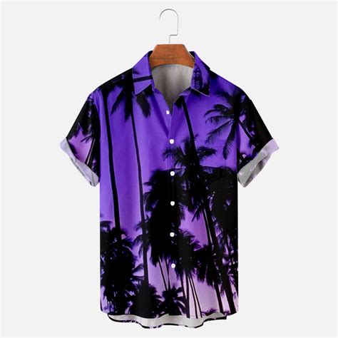 Waenqinla Mens Hawaiian Shirts Summer Tropical Palm Tree Graphic Beach