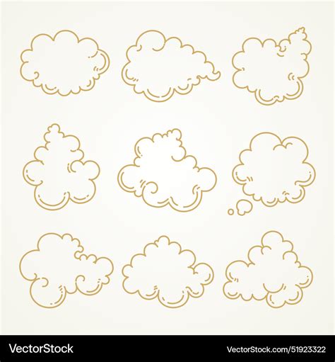 Cloud set sketch hand drawn Royalty Free Vector Image