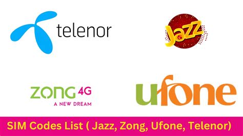 Sim Codes List Which Network Code Jazz Zong Ufone