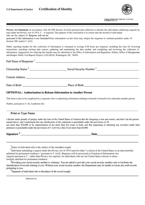 Form Doj 361 Fillable Printable Forms Free Online