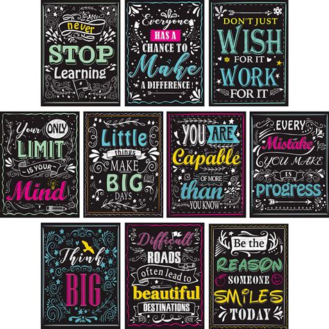 Blulu 10 Pieces Motivational Classroom Wall Posters Inspirational Quotes Positive Posters For