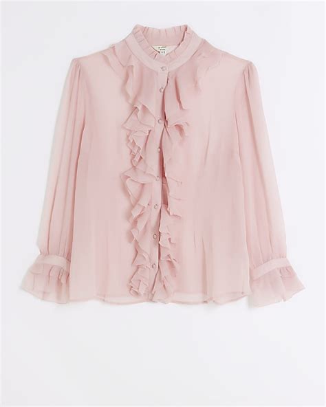 Plus Pink Frill Blouse River Island